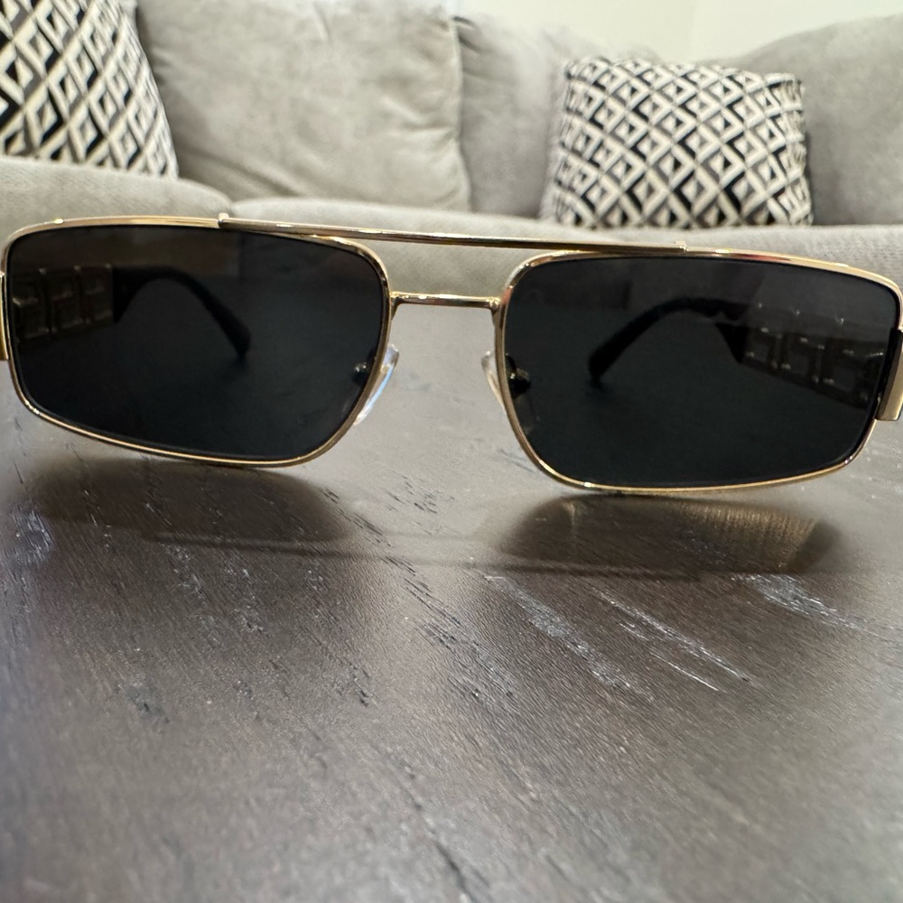 Versace Gold Frame Rectangular Sunglasses